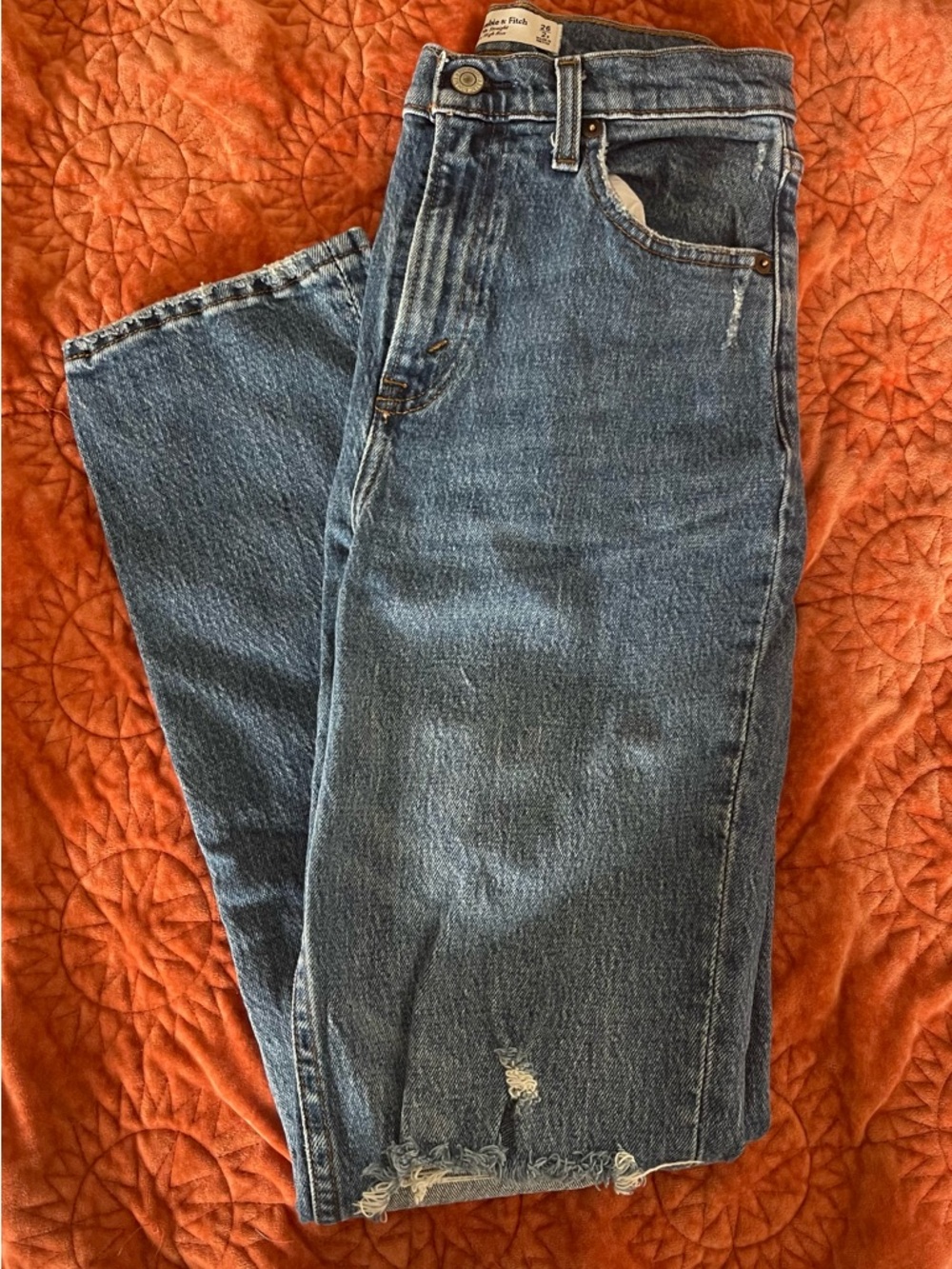 Abercrombie & Fitch Women's Straight-Leg Jeans in Classic Blue